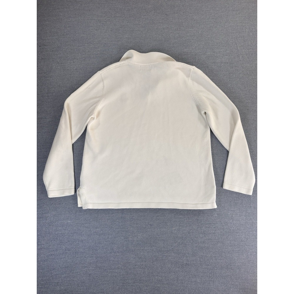 Y2K Lauren Ralph Lauren Jeans Co Sweater Womens PM White Cotton RL Crest Petite - Picture 9 of 10